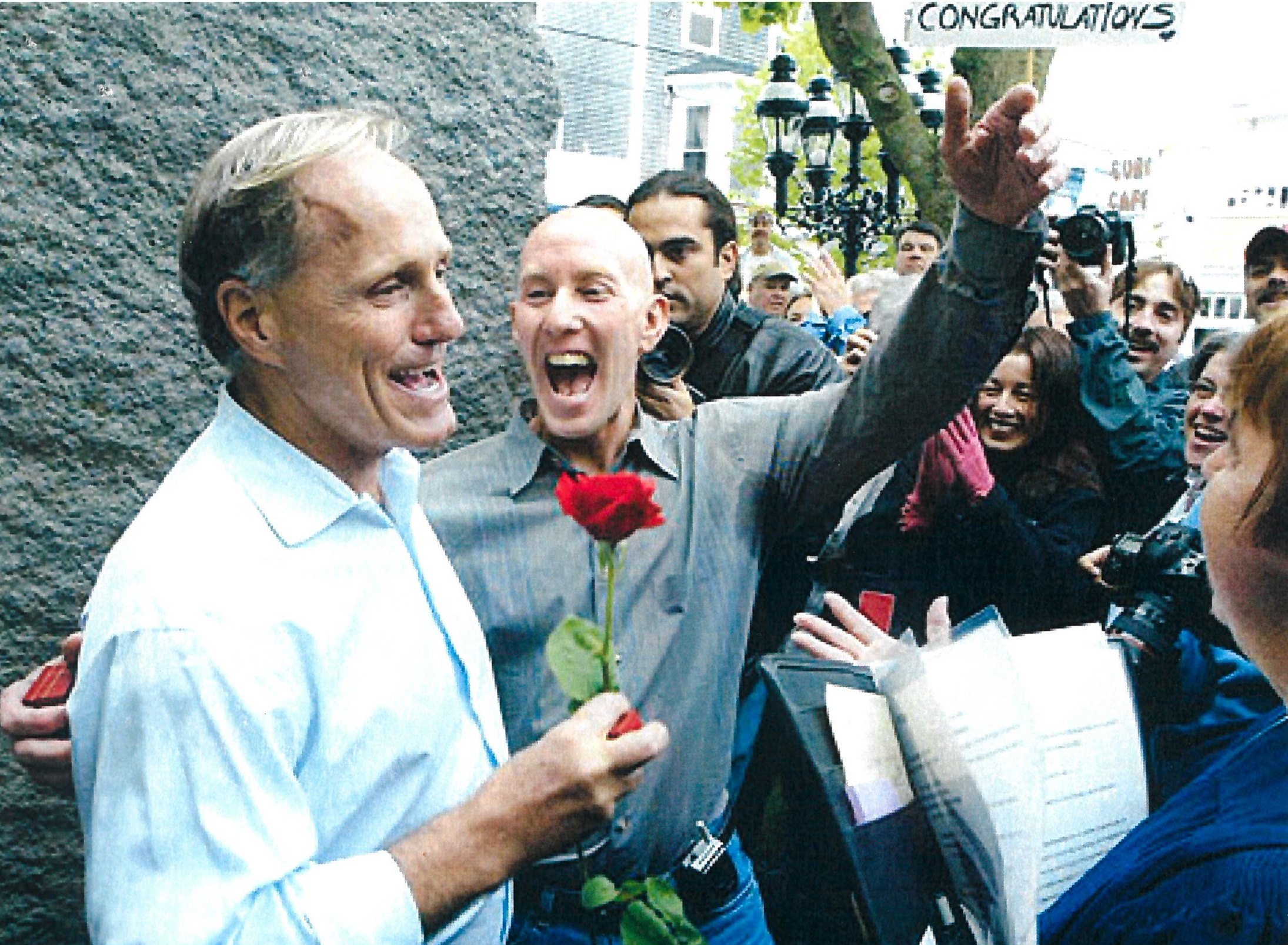 Celebration of a gay wedding after same-sex marriage